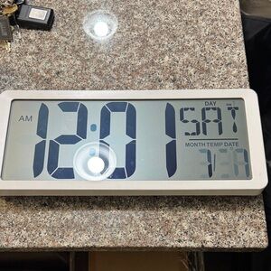 Large Digital Wall Clock with White Frame